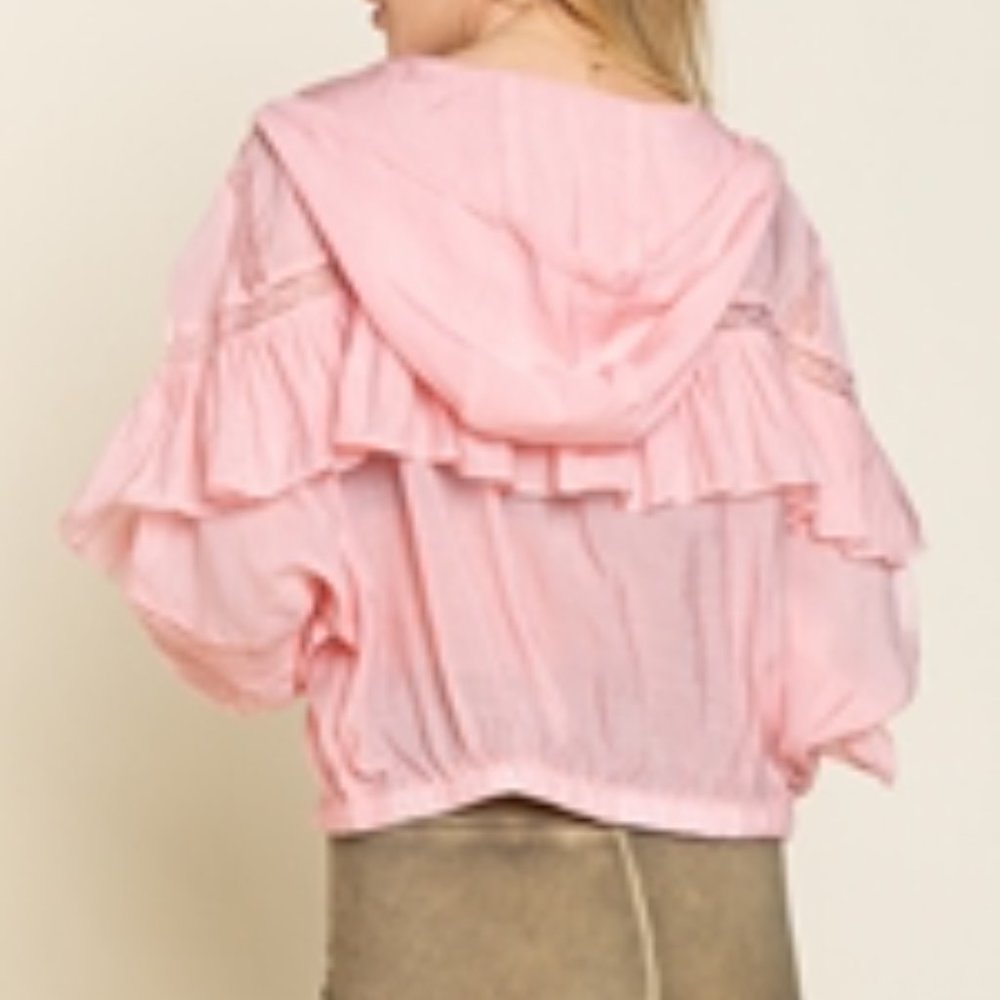 Last One! NWT POL Pink Hooded Light Weight Barbie Workout Jacket S/M/L - Picture 8 of 14